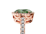 Rose gold Fancy Green Oval Cut Diamond Halo Engagement Ring with Pavé Band and Prong Setting_32