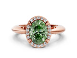 Rose gold Fancy Green Oval  Cut Diamond Halo Engagement Ring with Split Shank and Four-Prong Setting_90