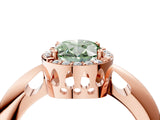 Rose gold Fancy Green Oval  Cut Diamond Halo Engagement Ring with Split Shank and Four-Prong Setting_94