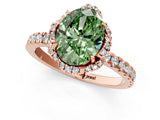 Rose gold Fancy Green Oval Cut Diamond Halo Pave Band with Four-Prong Setting_4
