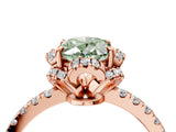 Rose gold Fancy Green Oval Cut Diamond Halo Pave Band with Four-Prong Setting_7