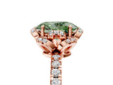 Rose gold Fancy Green Oval Cut Diamond Halo Pave Band with Four-Prong Setting_8