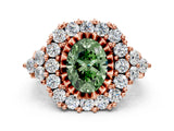 Rose gold Fancy Green Oval Cut Diamond Halo Ring with Pavé Band and Four-Prong Setting_40
