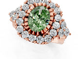Rose gold Fancy Green Oval Cut Diamond Halo Ring with Pavé Band and Four-Prong Setting_41