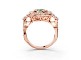 Rose gold Fancy Green Oval Cut Diamond Halo Ring with Pavé Band and Four-Prong Setting_43