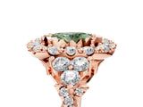 Rose gold Fancy Green Oval Cut Diamond Halo Ring with Pavé Band and Four-Prong Setting_45