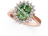 Rose gold Fancy Green Oval  Cut Diamond Halo Ring with Round Brilliant Halo and Solitaire Band_103