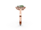 Rose gold Fancy Green Oval  Cut Diamond Halo Ring with Round Brilliant Halo and Solitaire Band_104