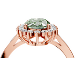 Rose gold Fancy Green Oval  Cut Diamond Halo Ring with Round Brilliant Halo and Solitaire Band_106