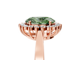 Rose gold Fancy Green Oval  Cut Diamond Halo Ring with Round Brilliant Halo and Solitaire Band_107