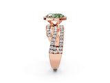 Rose gold Fancy Green Oval Cut Diamond Halo Ring with Round Split Shank and Prong Setting_50