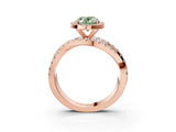Rose gold Fancy Green Oval Cut Diamond Halo Ring with Round Split Shank and Prong Setting_51