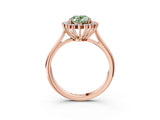 Rose gold Fancy Green Oval  Cut Diamond Halo Ring with Solitaire Band and Prong Setting_56