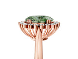 Rose gold Fancy Green Oval  Cut Diamond Halo Ring with Solitaire Band and Prong Setting_58