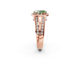 Rose gold Fancy Green Oval Cut Diamond Halo Ring with Split Shank Pavé Band and Four-Prong Setting_2