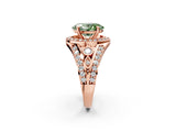 Rose gold Fancy Green Oval Cut Diamond Halo Ring with Split Shank and Bezel Accents and Four-Prong Setting_2