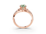 Rose gold Fancy Green Oval Cut Diamond Halo Ring with Split Shank and Bezel Accents and Four-Prong Setting_3