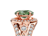 Rose gold Fancy Green Oval Cut Diamond Halo Ring with Split Shank and Bezel Accents and Four-Prong Setting_5