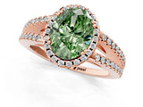Rose gold Fancy Green Oval Cut Diamond Halo Split Shank Engagement Ring_62