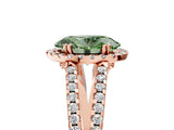 Rose gold Fancy Green Oval Cut Diamond Halo Split Shank Engagement Ring_66