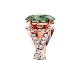 Rose gold Fancy Green Oval Cut Diamond  Halo Twist Band Solitaire Prong Setting Ring_29