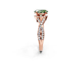 Rose gold Fancy Green Oval Cut Diamond  Halo Twist Band Solitaire Prong Setting Ring_44