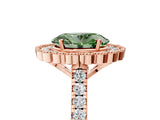 Rose gold Fancy Green Oval  Cut Diamond Milgrain Floral Halo Engagement Ring with Pavé Band_20