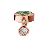 Rose gold Fancy Green Oval  Cut Diamond Milgrain Marquise Band with Prong Setting_8