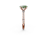 Rose gold Fancy Green Oval  Cut Diamond Pavé Band Ring with Four-Prong Setting_26