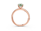 Rose gold Fancy Green Oval  Cut Diamond Pavé Band Ring with Four-Prong Setting_27