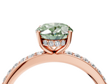 Rose gold Fancy Green Oval  Cut Diamond Pavé Band Ring with Four-Prong Setting_28