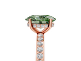 Rose gold Fancy Green Oval  Cut Diamond Pavé Band Ring with Four-Prong Setting_29