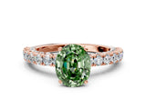 Rose gold Fancy Green Oval Cut Diamond Pavé Band Solitaire Ring with Prong Setting_45