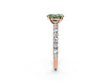 Rose gold Fancy Green Oval Cut Diamond Pavé Band Solitaire Ring with Prong Setting_47