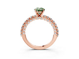 Rose gold Fancy Green Oval Cut Diamond Pavé Band Solitaire Ring with Prong Setting_48