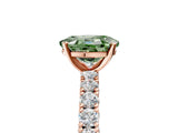 Rose gold Fancy Green Oval Cut Diamond Pavé Band Solitaire Ring with Prong Setting_50