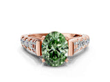 Rose gold Fancy Green Oval  Cut Diamond Pavé Band Solitaire with Four-Prong Setting_15