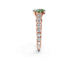 Rose gold Fancy Green Oval  Cut Diamond Pavé Band Solitaire with Four-Prong Setting_17