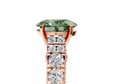 Rose gold Fancy Green Oval  Cut Diamond Pavé Band Solitaire with Four-Prong Setting_20