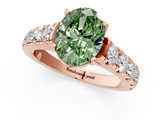 Rose gold Fancy Green Oval  Cut Diamond Pavé Band Solitaire with Four-Prong Setting_4