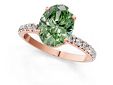 Rose gold Fancy Green Oval  Cut Diamond Pavé Band Solitaire with Four-Prong Setting_4