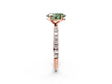 Rose gold Fancy Green Oval  Cut Diamond Pavé Band Solitaire with Four-Prong Setting_5