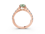 Rose gold Fancy Green Oval  Cut Diamond Pavé Band Solitaire with Four-Prong Setting_6
