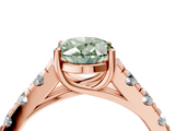 Rose gold Fancy Green Oval  Cut Diamond Pavé Band Solitaire with Four-Prong Setting_7