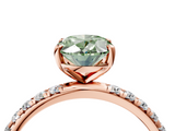 Rose gold Fancy Green Oval  Cut Diamond Pavé Band Solitaire with Four-Prong Setting_7