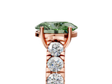 Rose gold Fancy Green Oval  Cut Diamond Pavé Band Solitaire with Four-Prong Setting_8
