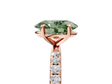 Rose gold Fancy Green Oval  Cut Diamond Pavé Band Solitaire with Four-Prong Setting_8