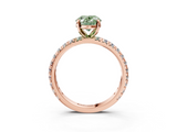 Rose gold Fancy Green Oval  Cut Diamond Pavé Band with Four-Prong Setting_6