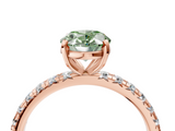 Rose gold Fancy Green Oval  Cut Diamond Pavé Band with Four-Prong Setting_7
