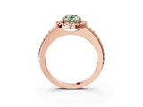 Rose gold Fancy Green Oval Cut Diamond Pavé Halo Ring with Four-Prong Setting_38